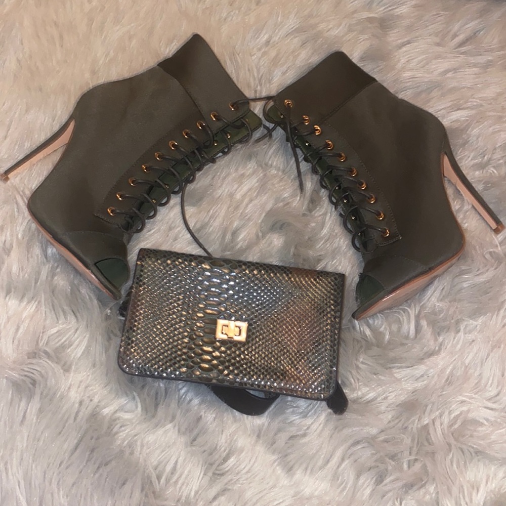 Open Toe Booties With Matching Waist Bag/Clutch - image 1